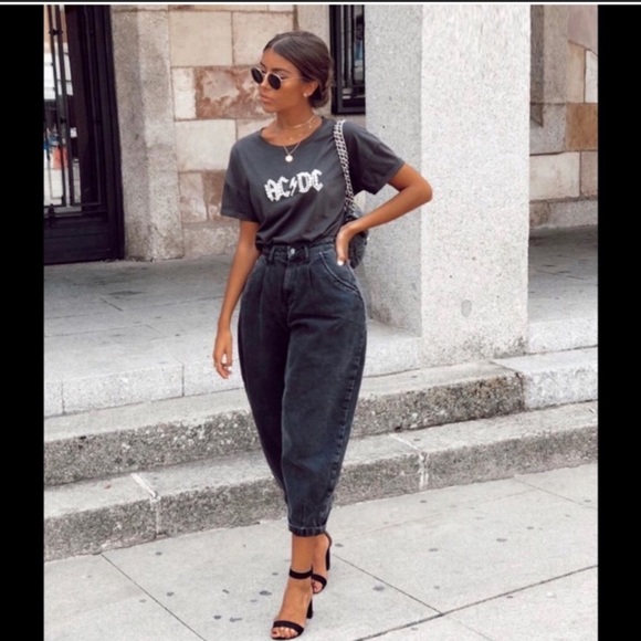 Zara Pants - Zara black slouchy acid wash jeans